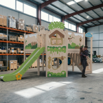 TWO-STORY PLAYHOUSE WITH SLIDE